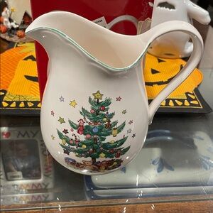 Nikko “Happy Holidays”Christmas Tree Pitcher NIB